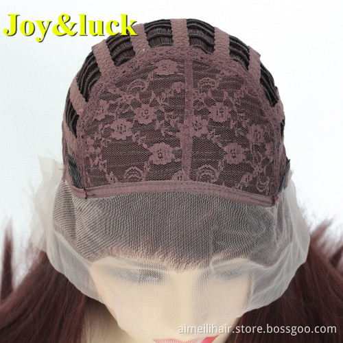 Lace Front Wholesale Prices Wigs For Women Daily Or Cosplay Long Natural Front Lace Straight 99J Color Synthetic Ladies Hair Wig